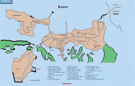 карты : Карта Корора (Koror), Палау (англ.) | Палау | Туристический ...