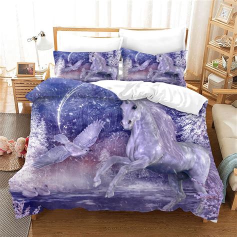 Unicorn Queen Bedding Set For Girls 3 Piece Unicorn Flower Etsy Uk