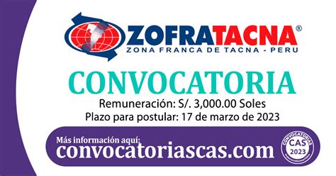 CONVOCATORIA ZOFRATACNA CAS 1 Plaza Derecho Empleos Públicos