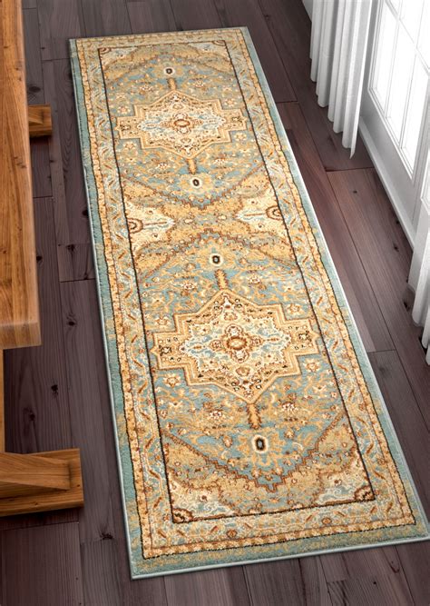 Well Woven Barclay Kaibab Traditional Medallion Light Blue 23 X 73 Runner Rug