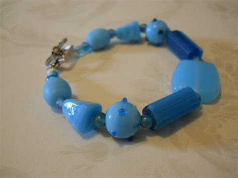 Caribbean Blue Glass Bead Bracelet Hand Crafted Bracelets