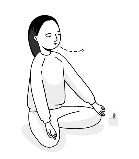 Isolated of a girl meditating and breathing exercise, outline vector ...