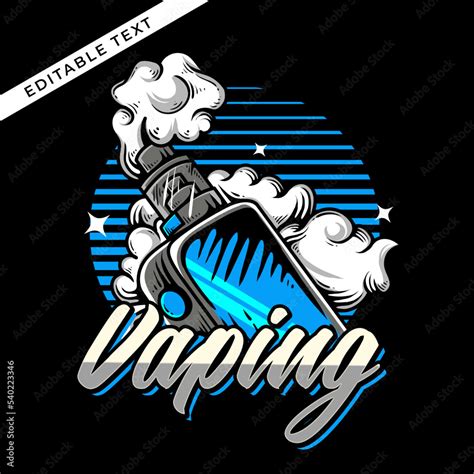 Blue Vape Logo Vector Illustration With Editable Text Stock Vector