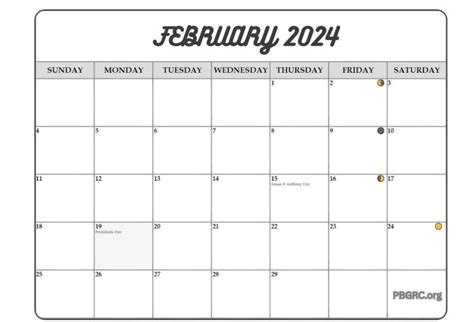 Lunar February 2024 Calendar Moon Phases with Dates