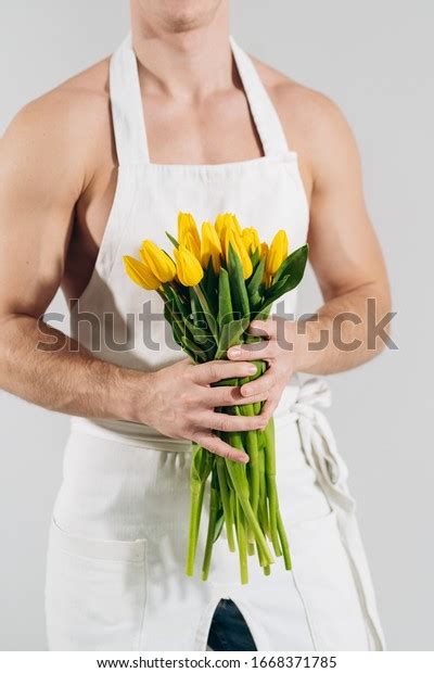 Man Man Naked Torso Apron Gives Stock Photo Shutterstock