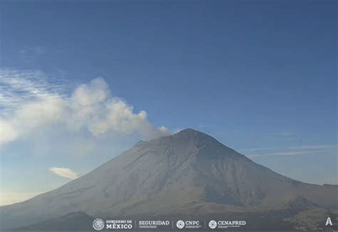 El volcán Popocatépetl emite 10 exhalaciones y 1 019 minutos de tremor