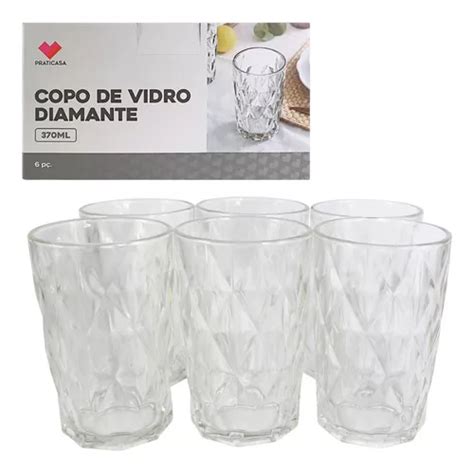 Kit Copos De Vidro Diamante Ml Resistente Suco Gua Mercadolivre