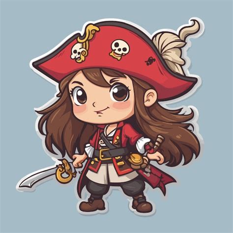 Premium Vector Girl Pirate Cartoon Vector