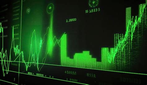 Gráfico de negociación del mercado de valores en color verde como fondo