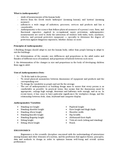 What Is Anthropometry? | PDF | Anthropometry | Human Factors And Ergonomics