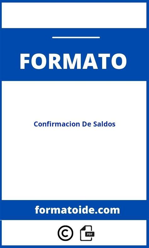 Formato De Confirmacion De Saldos PDF Modelo WORD