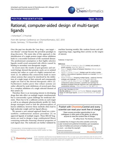 PDF Rational Computer Aided Design Of Multi Target Ligands