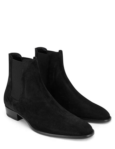 Gi Y Saint Laurent Wyatt Suede Chelsea Boot Black Bt