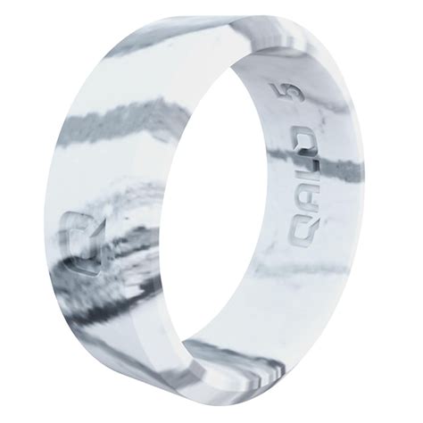 Qalo Womens Modern White Marble Silicone Ring Size 08