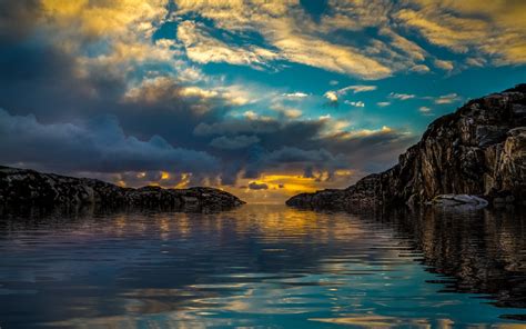 Wallpaper Sun Light Landscape Sunset Sea Bay Pictures From Fonwall