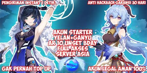 Beli Akun Akun Yelan Ganyu Starter Genshin Impact Terlengkap Dan