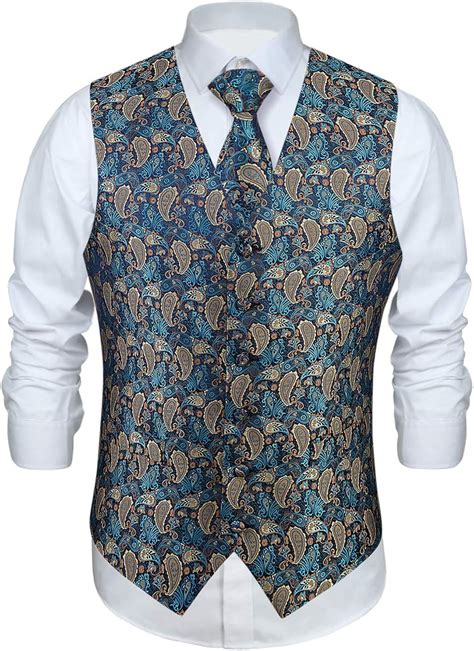 Enlision Herren Paisley Floral Jacquard Weste Krawatte Und Pocket