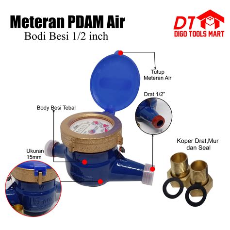 Meteran PDAM Air Bodi Besi Water Meter 1 2 Inci Lazada Indonesia