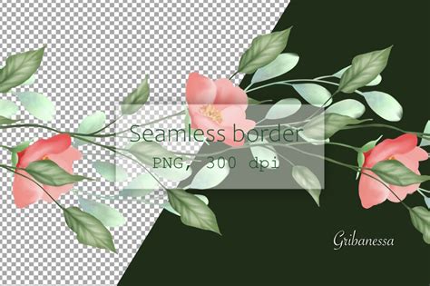 Floral Garland Clipart | Seamless Border Graphic by Gribanessa_Art ...