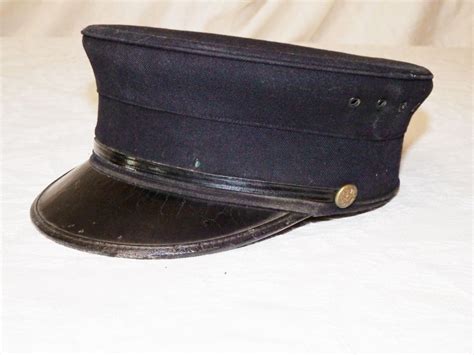 Vintage Railroad Conductor Uniform Hat, wool w/ brass buttons | #1831043998