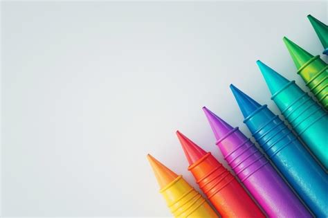 Premium Photo A Row Of Rainbow Colored Crayons