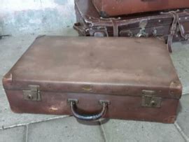 Oude Antiek Vintage Koffer Taupe Bruin Brocante Koffers Houten