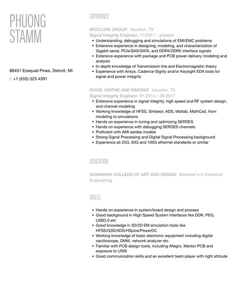 Signal Integrity Engineer Resume Samples Velvet Jobs