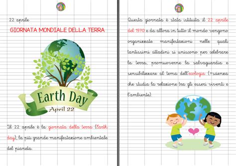 Giornata Della Terra Attivit Sul Quaderno In Corsivo E Stampatello