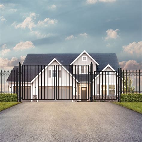 Aleko Iron Madrid Style 14 Dual Driveway Gate With 4 Pedestrian Gate