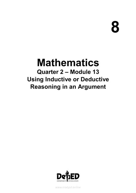 Math Quarter Module Using Inductive Or Deductive Reasoning In