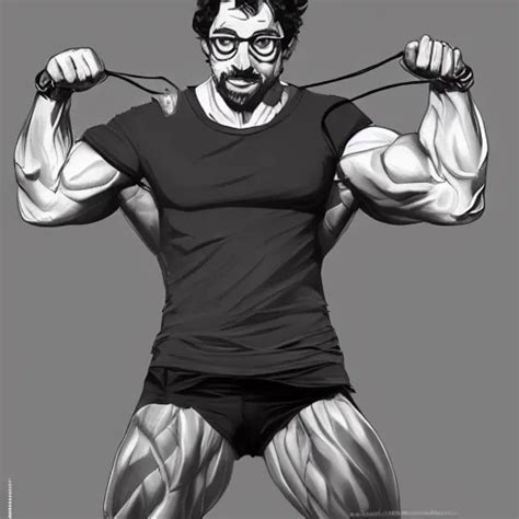 Gigachad Sam Hyde Flexing Muscular Body Wearing Black Stable