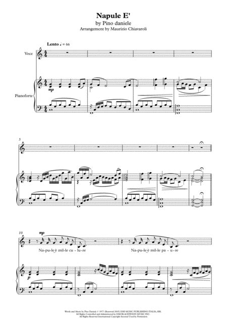 Napule È Arr Maurizio Chiavaroli Sheet Music Pino Daniele Piano And Vocal