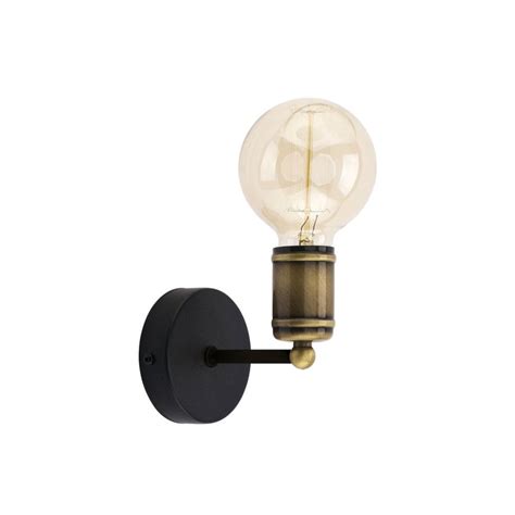 Edit Lighting Edit Retro Single Light Wall Fitting In Black And Brass Finish 41725 Indoor