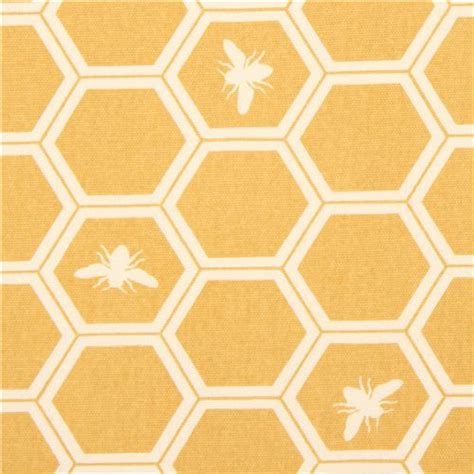 Yellow Bee Honeycomb Canvas Organic Fabric Birch Usa Animal Fabric