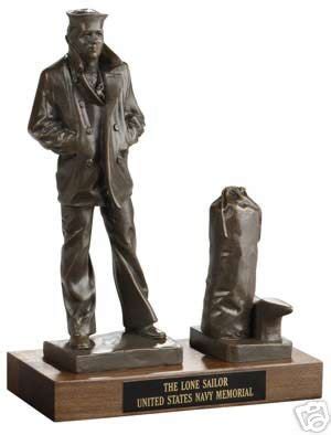 Bronzed US NAVY LONE SAILOR Memorial Statue with seabag | #23441817