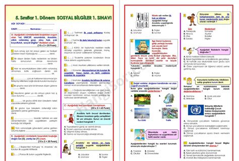 5 Sınıf Sosyal Bilgiler 1 Dönem 1 Yazılı PDF 2020 2021 HangiSoru