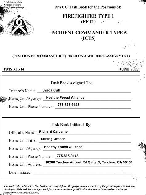 Position Task Books Incident Qualification Cards Experience Tracking