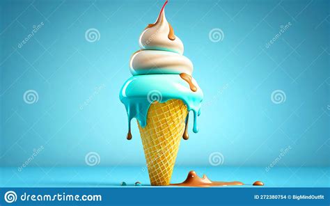 Melting Ice Cream Cone In A Variety Of Vibrant Colors Illustration Stock Illustration