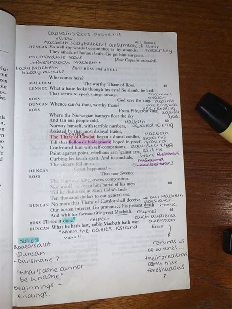 Shakespeare Macbeth Act 1 Scene 2 Annotations Analysis Script