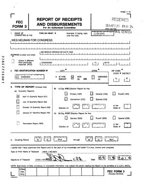 Fillable Online Report Of Receipts Nr I Fec And Disbursements Rtceivfd