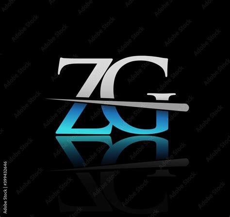 initial logotype letter zg company  colored blue  silver swoosh