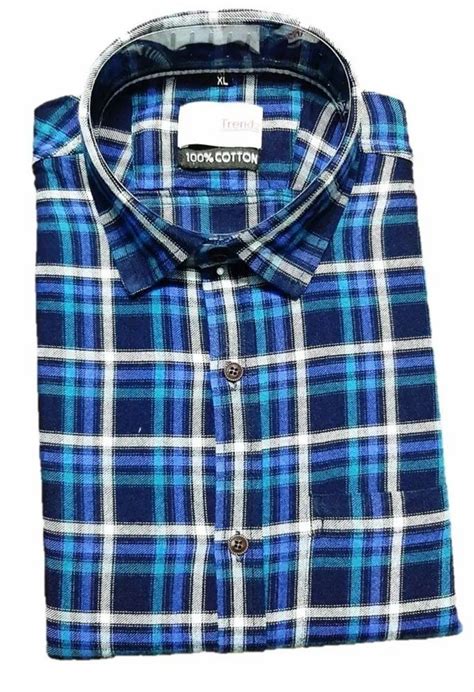 Urban Trendz Blue Mens Cotton Checks Full Sleeve Shirt Machine Wash At