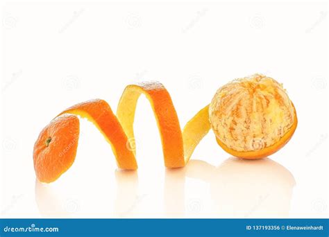 Oranges Peeled In Spiral Shape Isolated Stock Photo Image Of Design