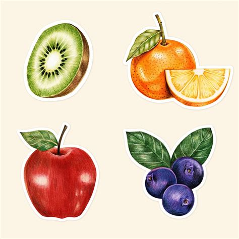 Fresh Fruits Illustration PSD Food Drawing Set