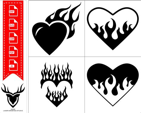 Flaming Heart Symbol Illustration Digital Vector - Etsy