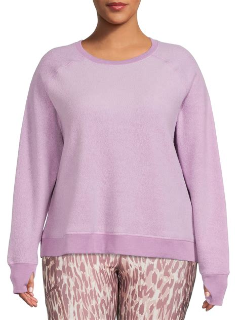 Avia Women S Plus Size Fleece Pullover Top With Long Sleeves