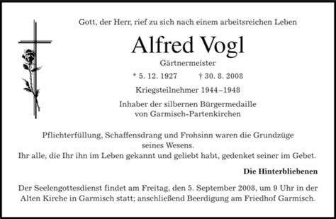 Traueranzeigen Von Alfred Vogl Trauer Merkur De