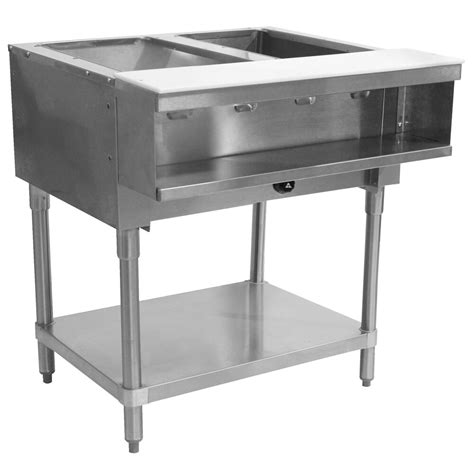 Advance Tabco WB 2G Natural Gas Two Pan Wetbath Powered Hot Food Table With Undershelf Open Well