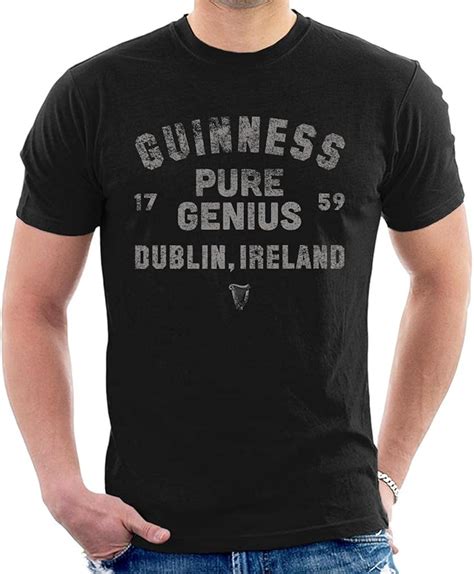 Guinness Pure Genius Vintage Text Mens T Shirt Uk Fashion