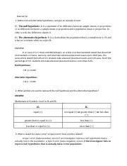 Chapter Docx Exercise A Define Null And Alternative Hypotheses